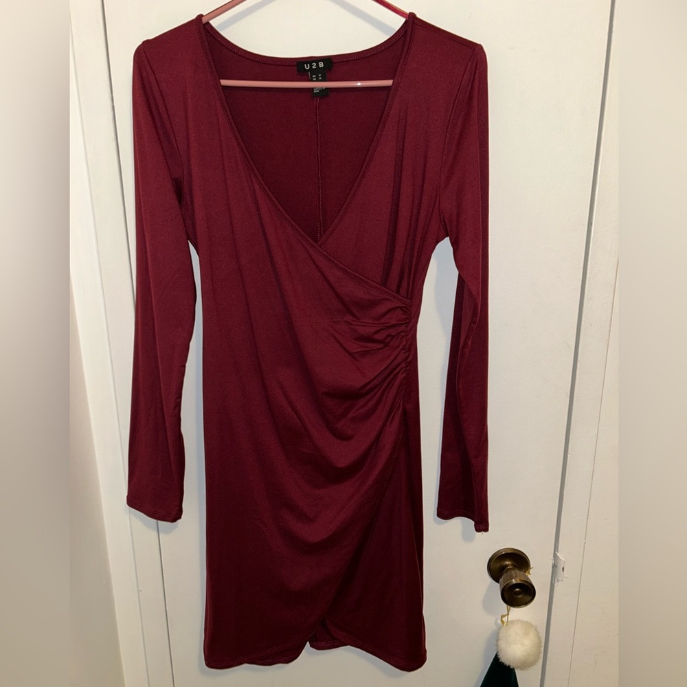 Long Sleeve Burgundy Dress